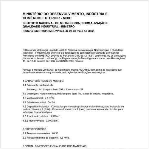 Portaria DIMEL/INMETRO 73:2002 - Situação: Revogado