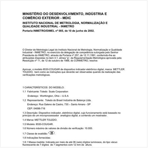 Portaria DIMEL/INMETRO 85:2002 - Situação: Revisto