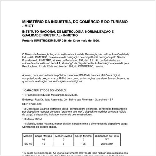 Portaria DIMEL/INMETRO 56:1996 - Situação: Revisto