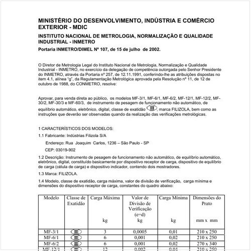 Portaria DIMEL/INMETRO 107:2002 - Situação: Revisto