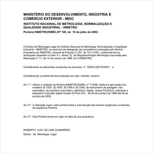 Portaria DIMEL/INMETRO 109:2002 - Situação: Revisto