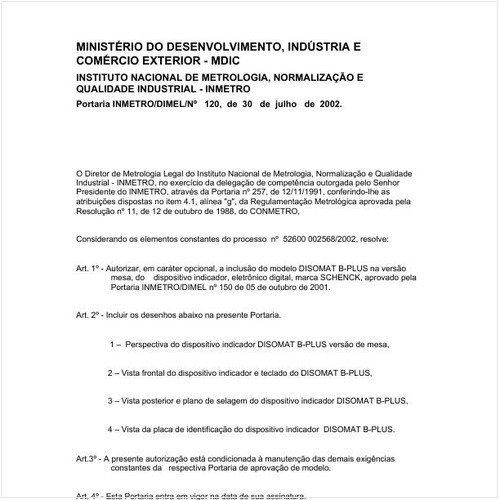 Portaria DIMEL/INMETRO 120:2002 - Situação: Revisto