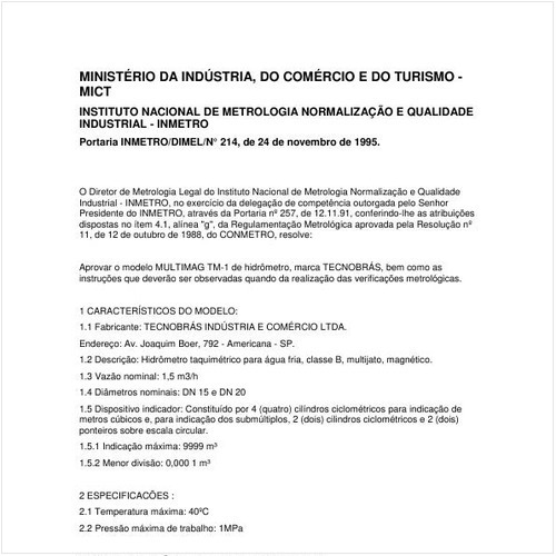 Portaria DIMEL/INMETRO 214:1995 - Situação: Revisto
