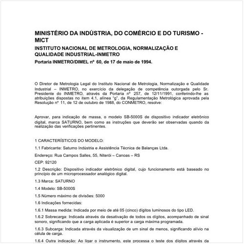 Portaria DIMEL/INMETRO 60:1994 - Situação: Revisto