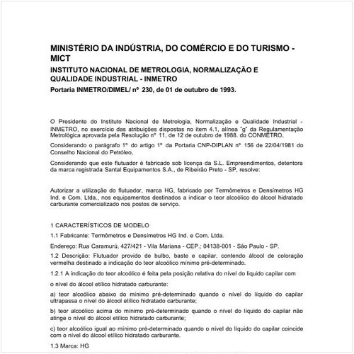 Portaria DIMEL/INMETRO 230:1993 - Situação: Revogado