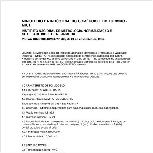 Portaria DIMEL/INMETRO 209:1995 - Situação: Revisto