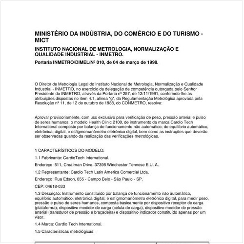 Portaria DIMEL/INMETRO 10:1998 - Situação: Revisto