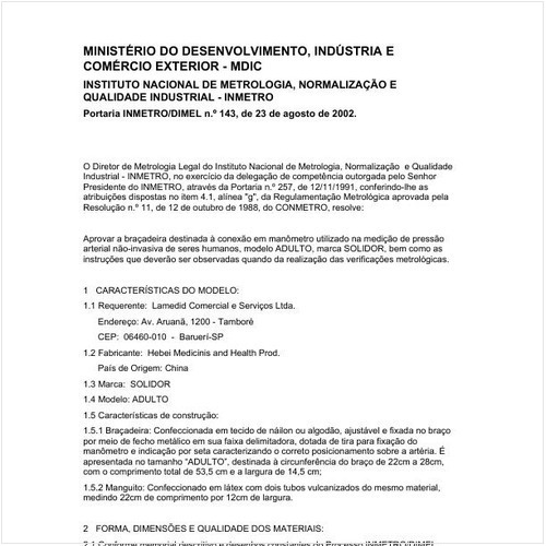 Portaria DIMEL/INMETRO 143:2002 - Situação: Revisto
