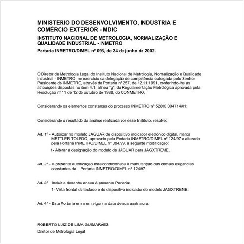 Portaria DIMEL/INMETRO 93:2002 - Situação: Revisto