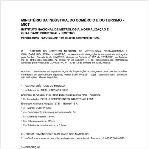 Portaria DIMEL/INMETRO 110:1993 - Situação: Revisto