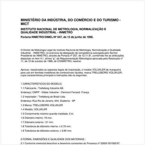 Portaria DIMEL/INMETRO 47:1998 - Situação: Em vigor
