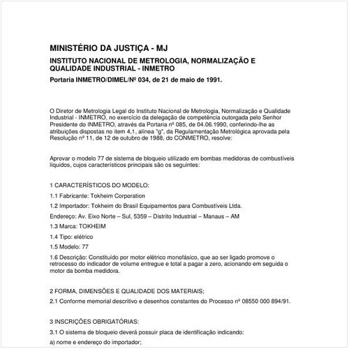 Portaria DIMEL/INMETRO 34:1991 - Situação: Revisto