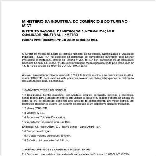 Portaria DIMEL/INMETRO 46:1994 - Situação: Revisto