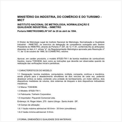 Portaria DIMEL/INMETRO 47:1994 - Situação: Revisto