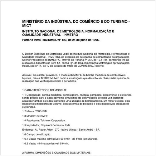 Portaria DIMEL/INMETRO 123:1995 - Situação: Revisto