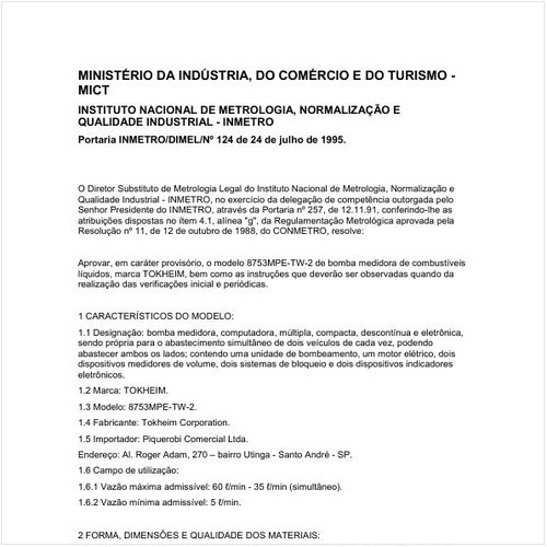 Portaria DIMEL/INMETRO 124:1995 - Situação: Revisto