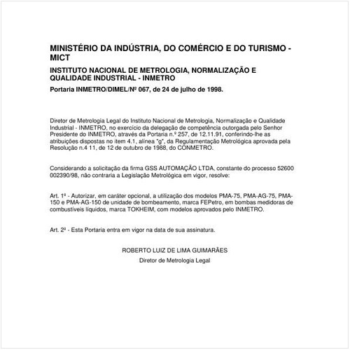 Portaria DIMEL/INMETRO 67:1998 - Situação: Em vigor