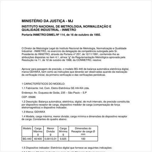 Portaria DIMEL/INMETRO 114:1992 - Situação: Em vigor