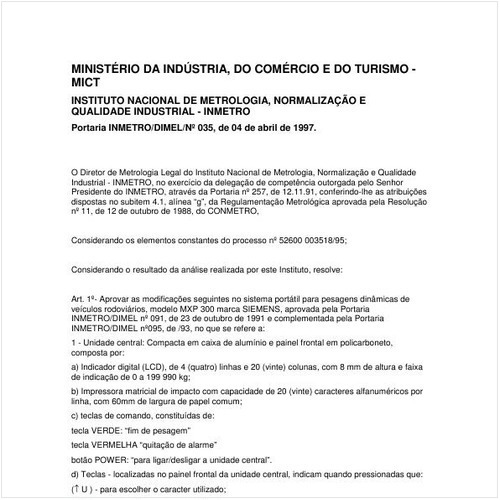 Portaria DIMEL/INMETRO 35:1997 - Situação: Em vigor