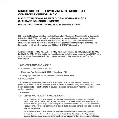 Portaria DIMEL/INMETRO 155:2002 - Situação: Revogado