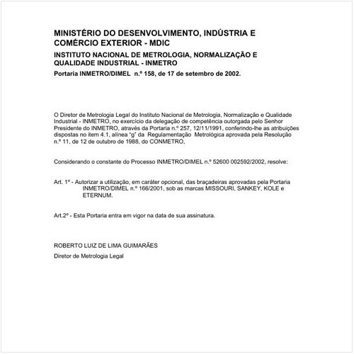 Portaria DIMEL/INMETRO 158:2002 - Situação: Em vigor