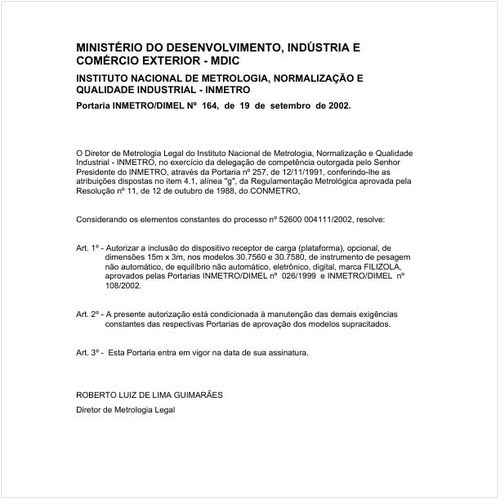 Portaria DIMEL/INMETRO 164:2002 - Situação: Revisto