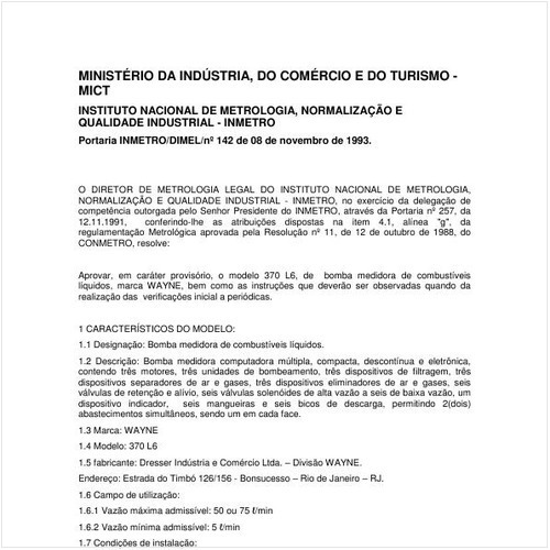 Portaria DIMEL/INMETRO 142:1993 - Situação: Revisto