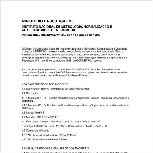 Portaria DIMEL/INMETRO 3:1991 - Situação: Revisto