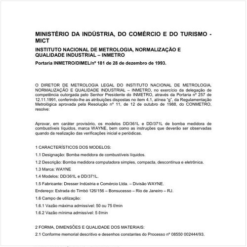 Portaria DIMEL/INMETRO 181:1993 - Situação: Revisto