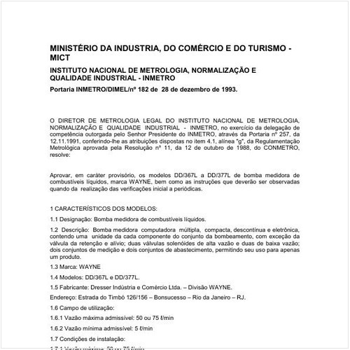 Portaria DIMEL/INMETRO 182:1993 - Situação: Revisto