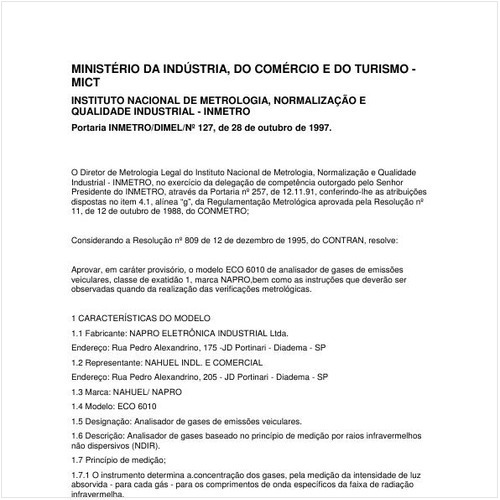 Portaria DIMEL/INMETRO 127:1997 - Situação: Revogado