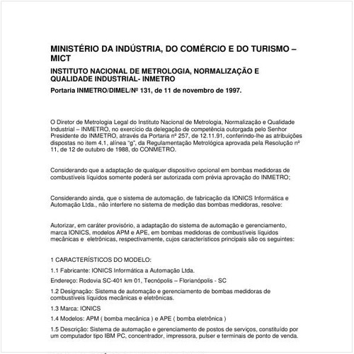 Portaria DIMEL/INMETRO 131:1997 - Situação: Revogado