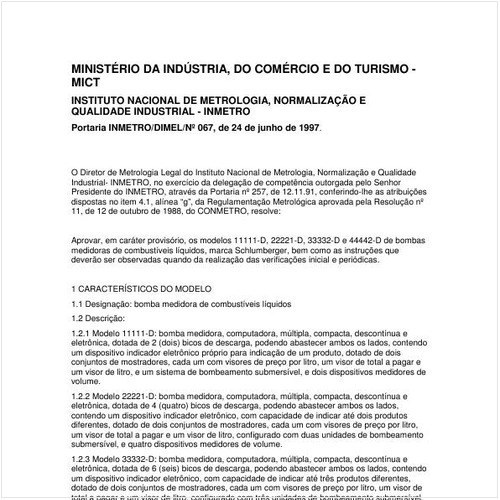Portaria DIMEL/INMETRO 67:1997 - Situação: Em vigor