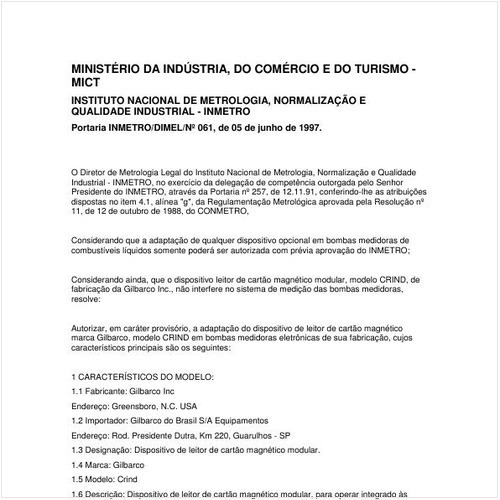 Portaria DIMEL/INMETRO 61:1997 - Situação: Em vigor