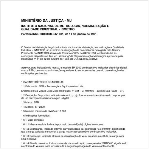 Portaria DIMEL/INMETRO 1:1991 - Situação: Em vigor