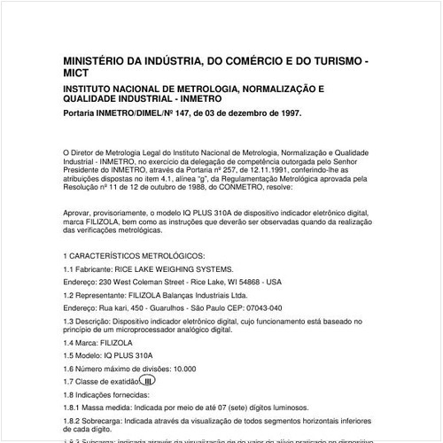 Portaria DIMEL/INMETRO 147:1997 - Situação: Revisto