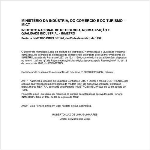 Portaria DIMEL/INMETRO 146:1997 - Situação: Em vigor
