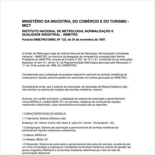 Portaria DIMEL/INMETRO 133:1997 - Situação: Revogado