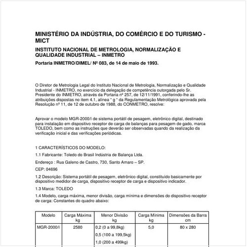 Portaria DIMEL/INMETRO 83:1993 - Situação: Em vigor