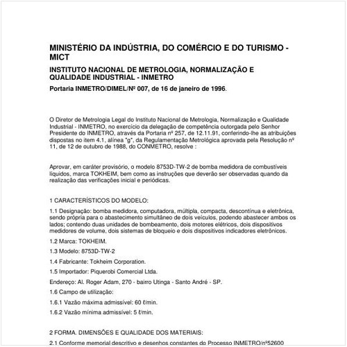 Portaria DIMEL/INMETRO 7:1996 - Situação: Em vigor