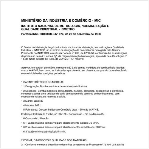 Portaria DIMEL/INMETRO 74:1988 - Situação: Em vigor