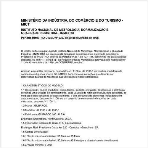 Portaria DIMEL/INMETRO 36:1995 - Situação: Revisto