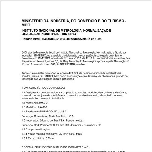 Portaria DIMEL/INMETRO 33:1995 - Situação: Revisto