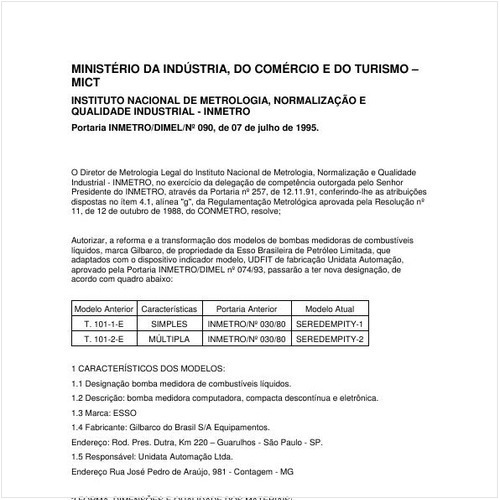 Portaria DIMEL/INMETRO 90:1995 - Situação: Em vigor