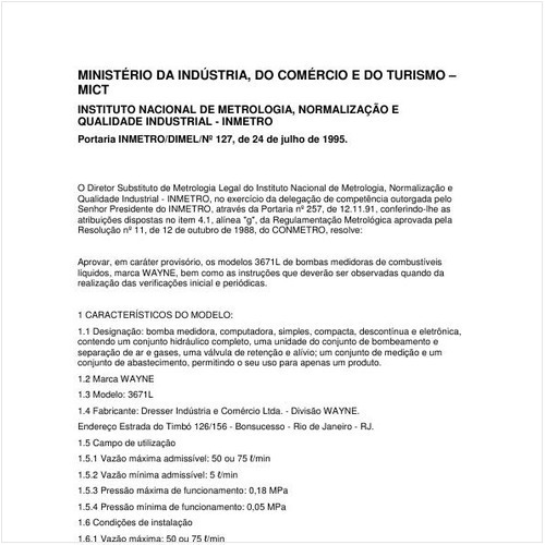 Portaria DIMEL/INMETRO 127:1995 - Situação: Revisto