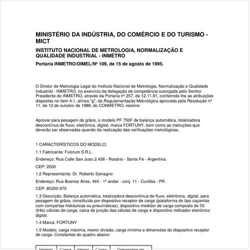 Portaria DIMEL/INMETRO 109:1995 - Situação: Revogado