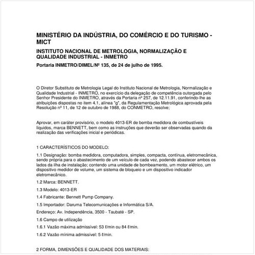 Portaria DIMEL/INMETRO 135:1995 - Situação: Revisto