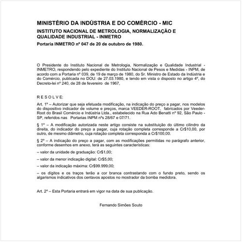 Portaria INMETRO/MIC 47:1980 - Situação: Revisto