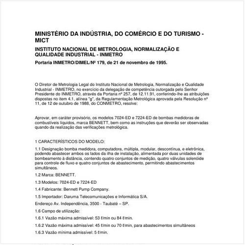 Portaria DIMEL/INMETRO 179:1995 - Situação: Em vigor