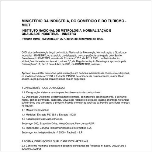 Portaria DIMEL/INMETRO 227:1995 - Situação: Revisto